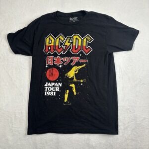 ACDC Japan Tour 1981 Black Short Sleeve Graphic Band Shirt Men's Medium‎